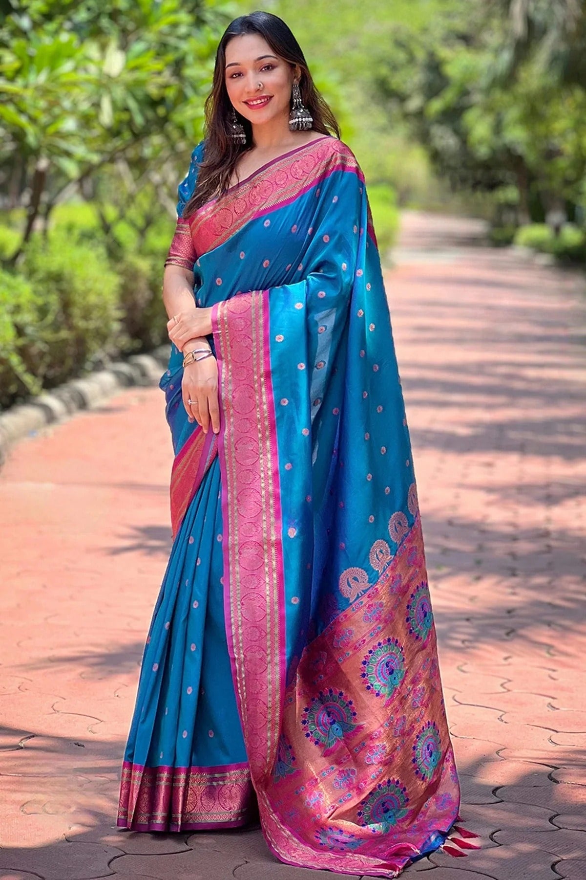 Light Blue Paithani Silk Woven Saree NCSD12910201