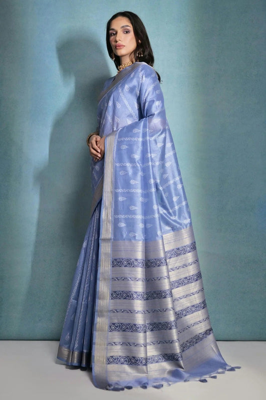 Light Blue Tussar Silk Saree NCSD11112517