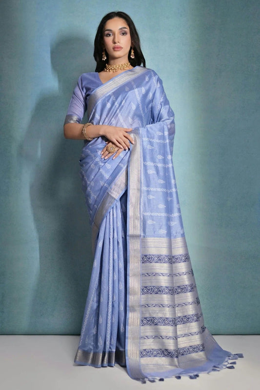 Light Blue Tussar Silk Saree NCSD11112517