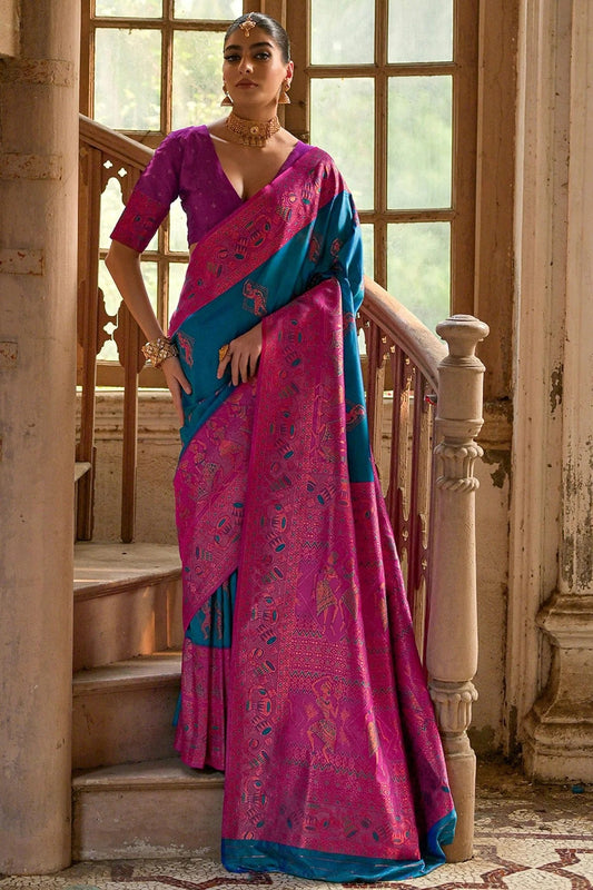 Light Blue Woven Banarasi Silk Saree NCSD12610177