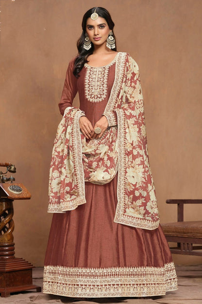 Light Brown Art Silk Anarkali Suit NCSM10510207