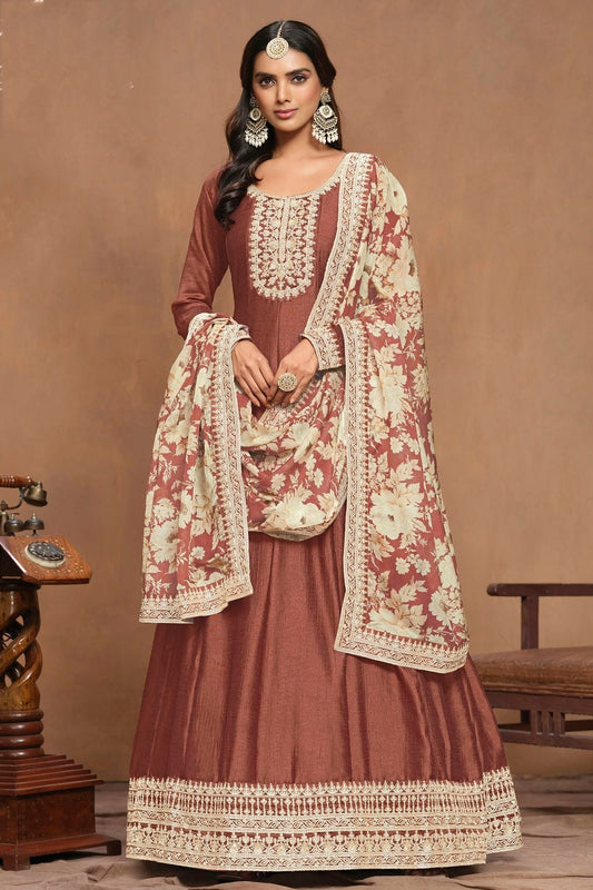 Light Brown Art Silk Anarkali Suit NCSM10510207