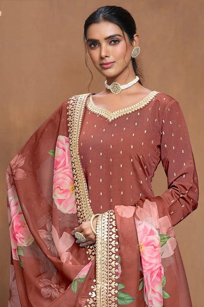 Light Brown Roman Silk Sharara Suit NCSM10510211