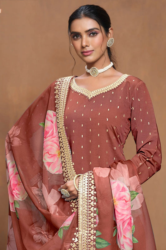 Light Brown Roman Silk Sharara Suit NCSM10510211