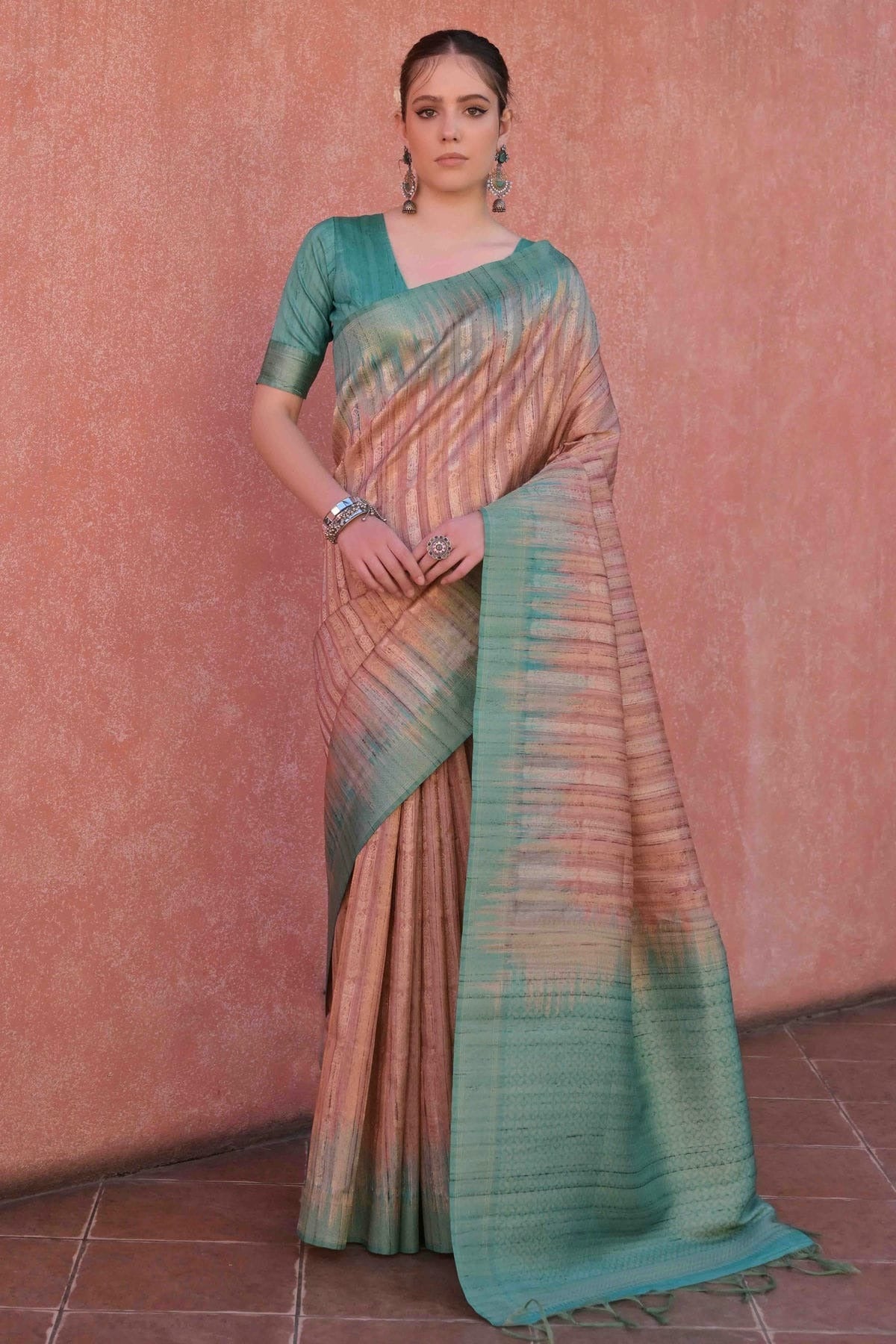 Light Brown Tussar Silk Traditional Saree NCSD12610115