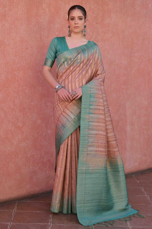 Light Brown Tussar Silk Traditional Saree NCSD12610115