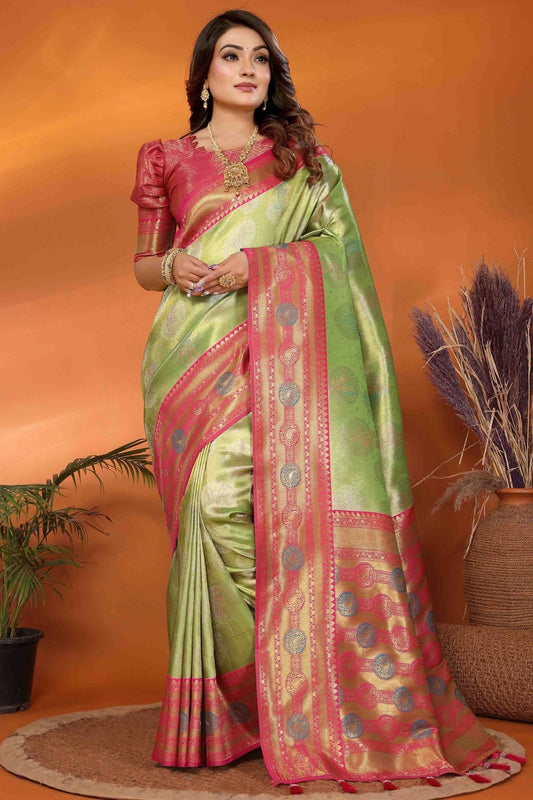 Light Green Banarasi Tissue Silk Traditional Saree NCSD11110811