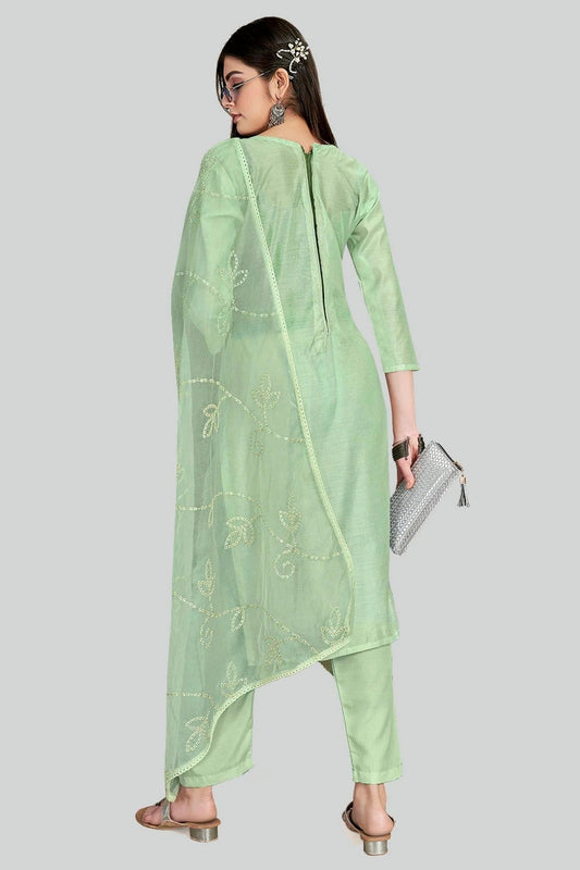 Light Green Chanderi Silk Pant Style Suit NCSM11112361