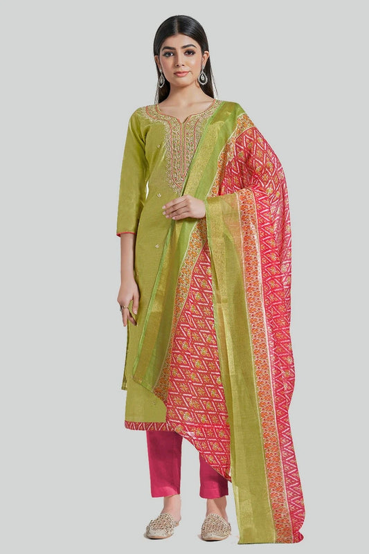 Light Green Chanderi Silk Pant Style Suit NCSM11112388