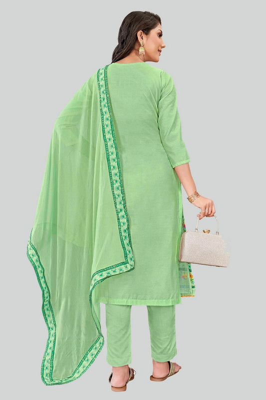 Light Green Chanderi Silk Pant Style Suit NCSM11112402