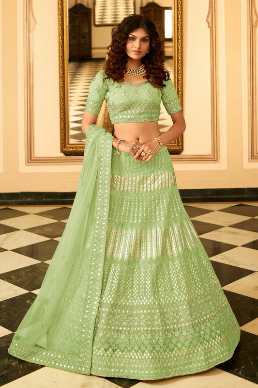 Light Green Embroidery Organza Lehenga Choli NCLD10810248