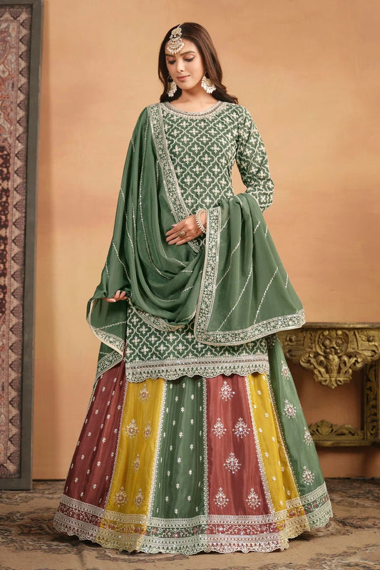 Light Green Lehenga SuitChinon Semi Stitched NCSM10510243