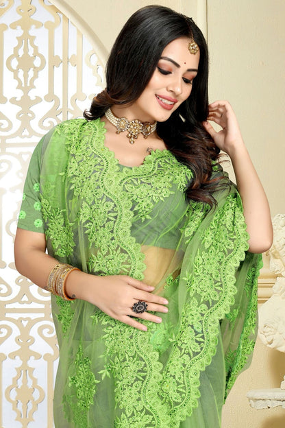 Light Green Net Saree NCSD10910388