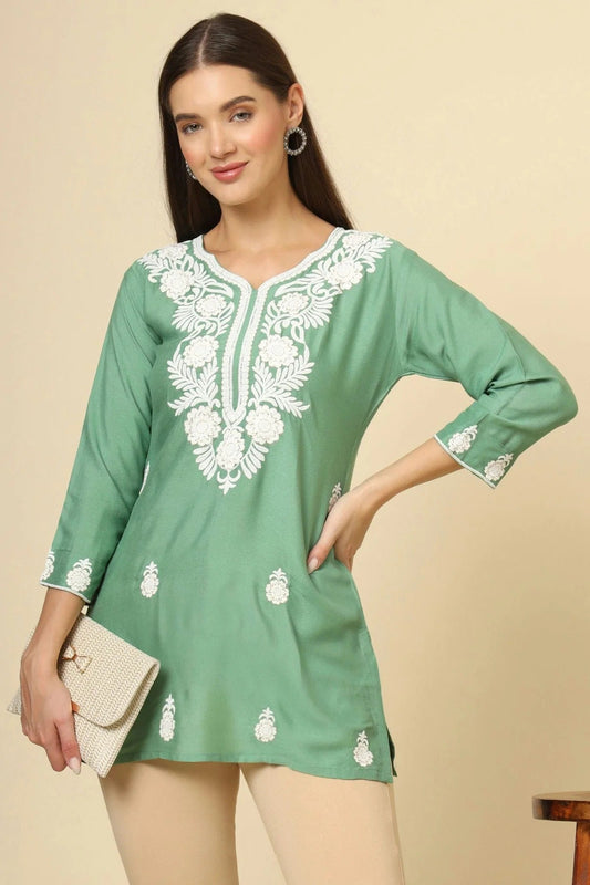 Light Green Rayon Readymade Top  NCTP11112261