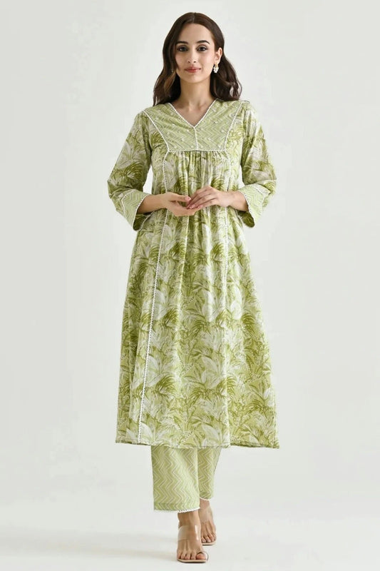 Light Green Rayon Slub Stitched Suit NCSS11111422