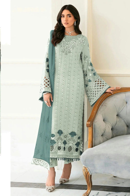 Light Green Semi Stitched Faux Georgette Pakistani Suit NCSM11410492
