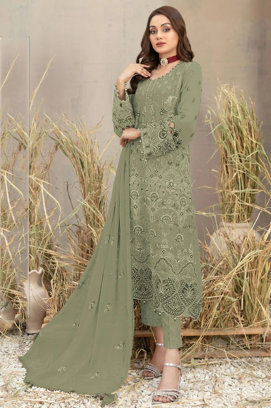 Light Green Semi Stitched Georgette Pakistani Suit NCSM11410342