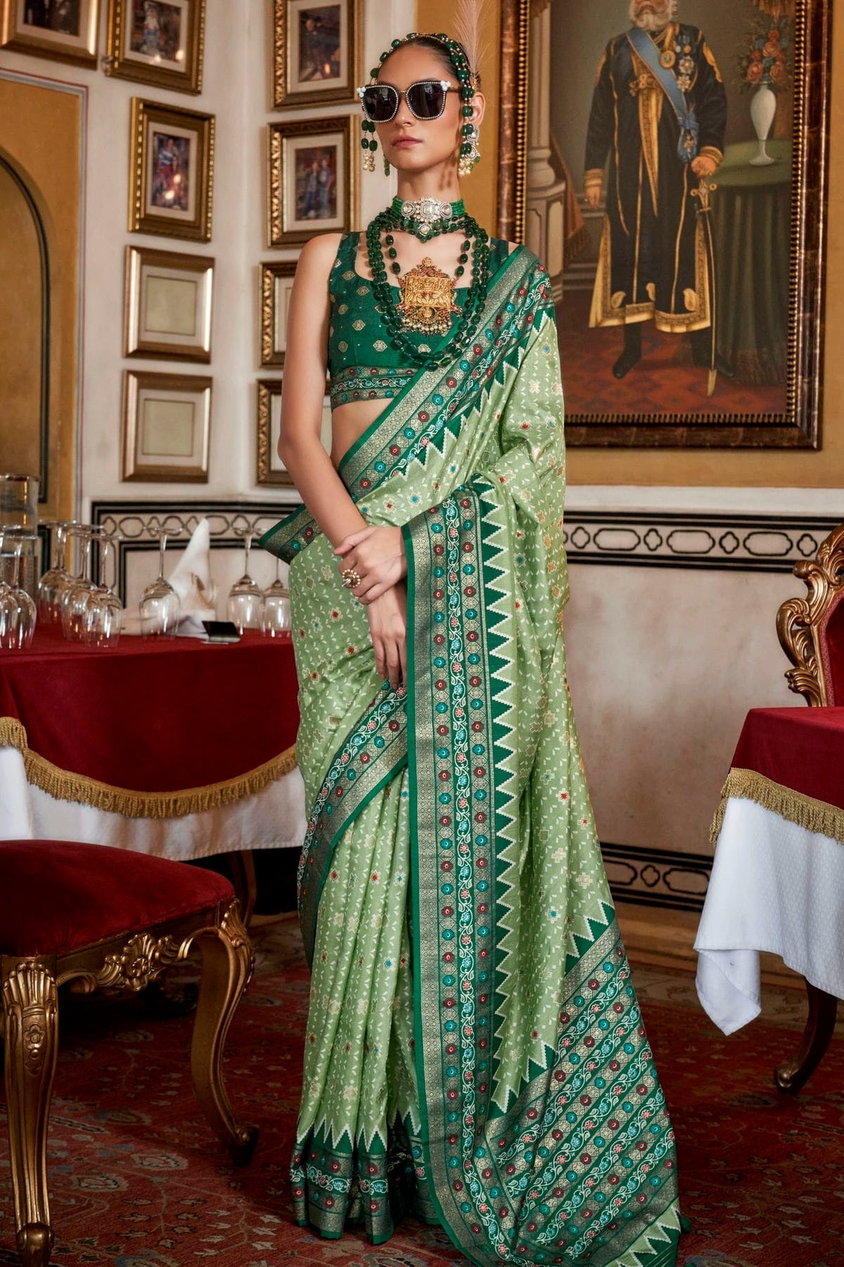 Light Green Sigma Silk Patola Print Saree NCSD12910165