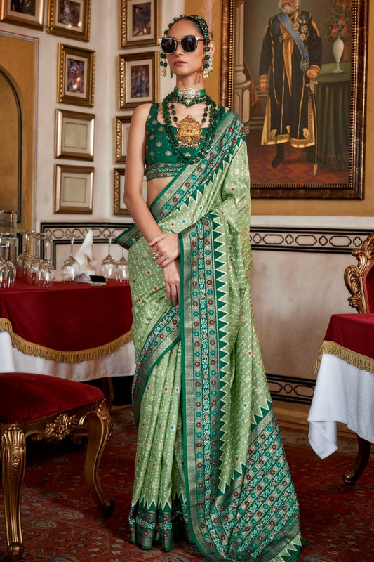 Light Green Sigma Silk Patola Print Saree NCSD12910165