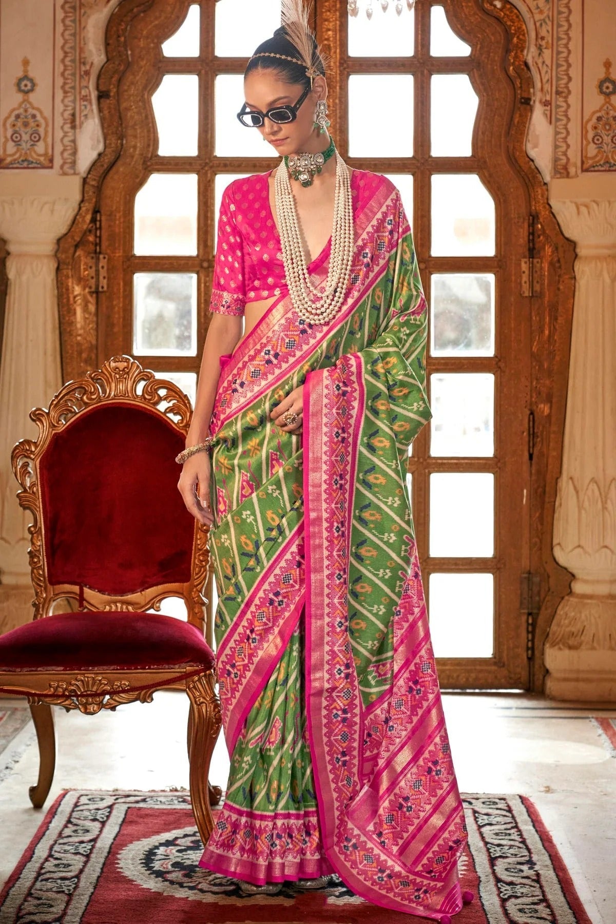 Light Green Silk Patola Print Saree NCSD12910169