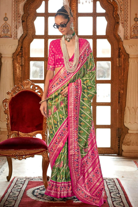 Light Green Silk Patola Print Saree NCSD12910169