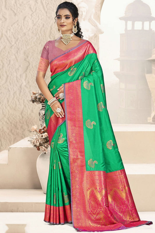 Light Green Silk Woven Traditional Saree NCSD11010268