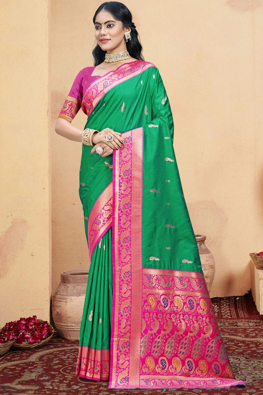 Light Green Silk Woven Traditional Saree NCSD11010324