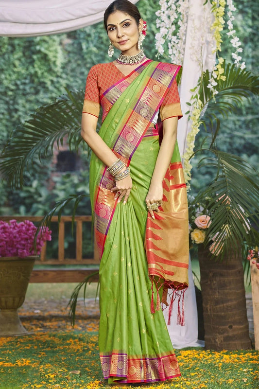 Light Green Silk Woven Traditional Saree NCSD11010400