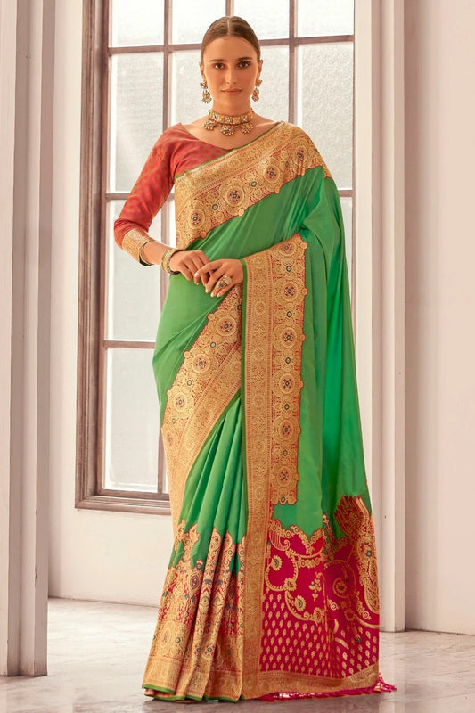 Light Green Soft Silk Woven Saree NCSD12910163