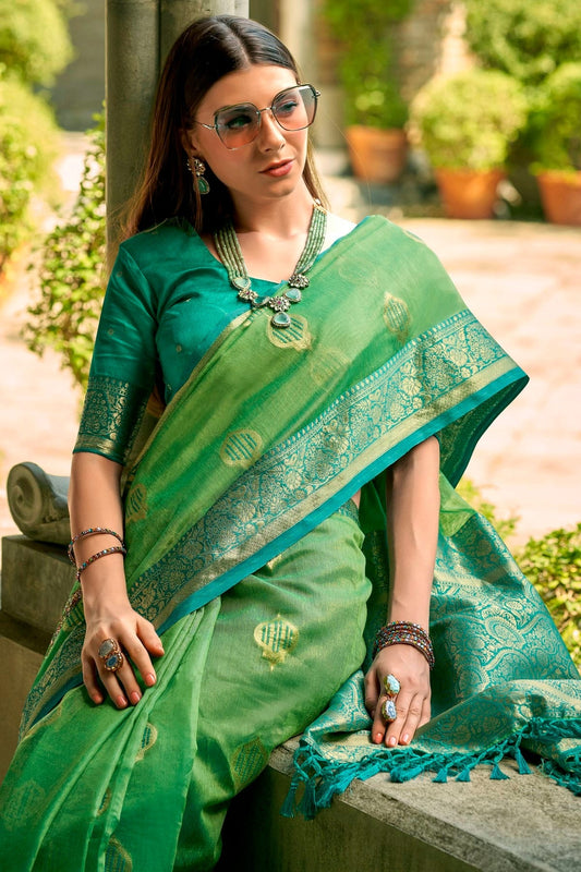 Light Green Tissue Silk Saree NCSD11112474