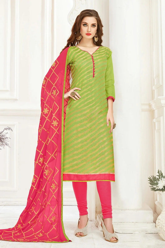 Light Green Unstitched Banarasi Jacquard Churidar Suit NCUS11610232