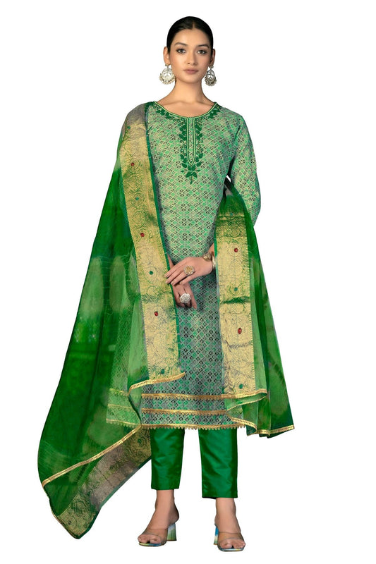 Light Green Unstitched Cotton Straight Suit NCUS11610338