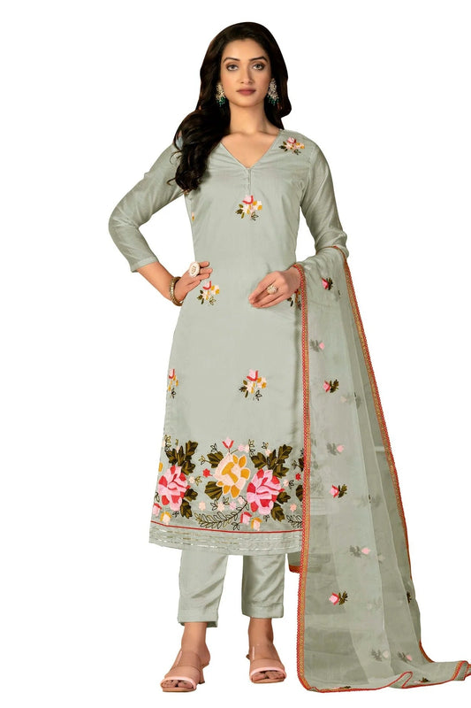 Light Green Unstitched Modal Silk Straight Suit NCUS11610353