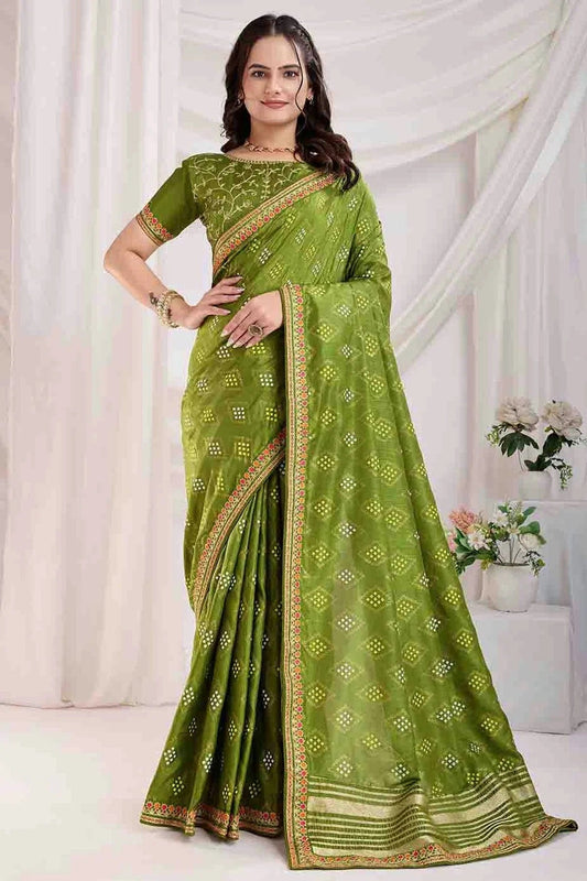 Light Green Vichitra Silk Designer Saree NCSD11110948