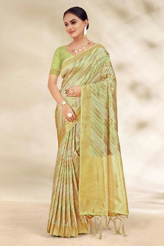 Light Green Woven Cotton Saree NCSD11010491