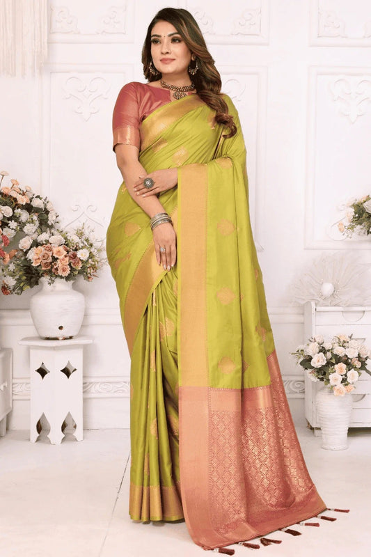 Light Green Woven Lichi Soft Silk Traditional Saree NCSD12510121