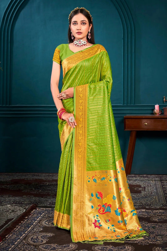 Light Green Woven Paithani Silk Saree NCSD11010497