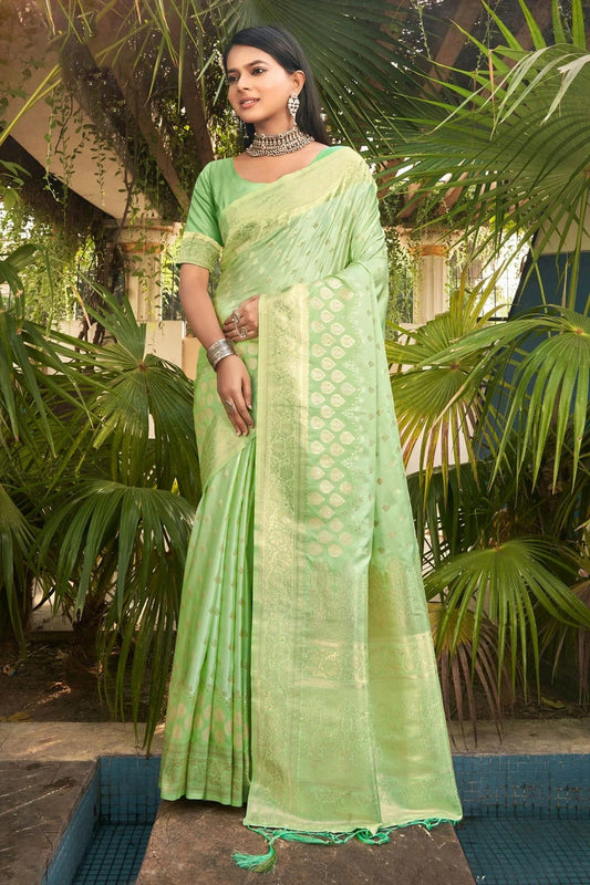 Light Green Woven Silk Saree NCSD11010518