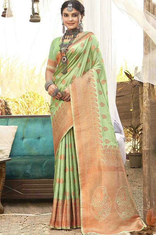 Light Green Woven Silk Traditional Saree NCSD11010103