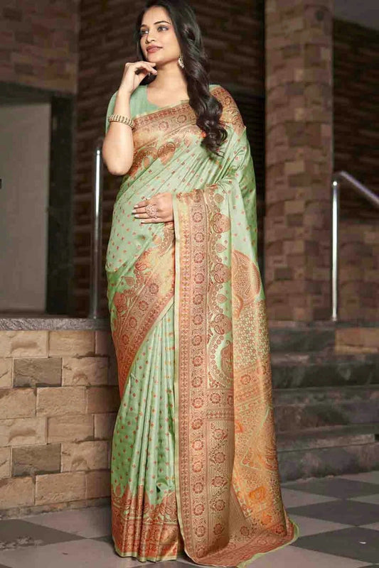 Light Green Woven Silk Traditional Saree NCSD11010143