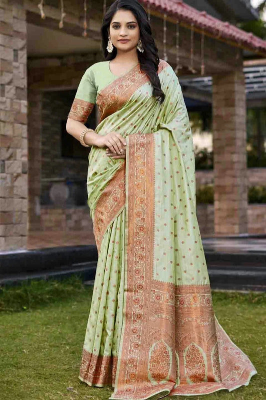 Light Green Woven Silk Traditional Saree NCSD11010151