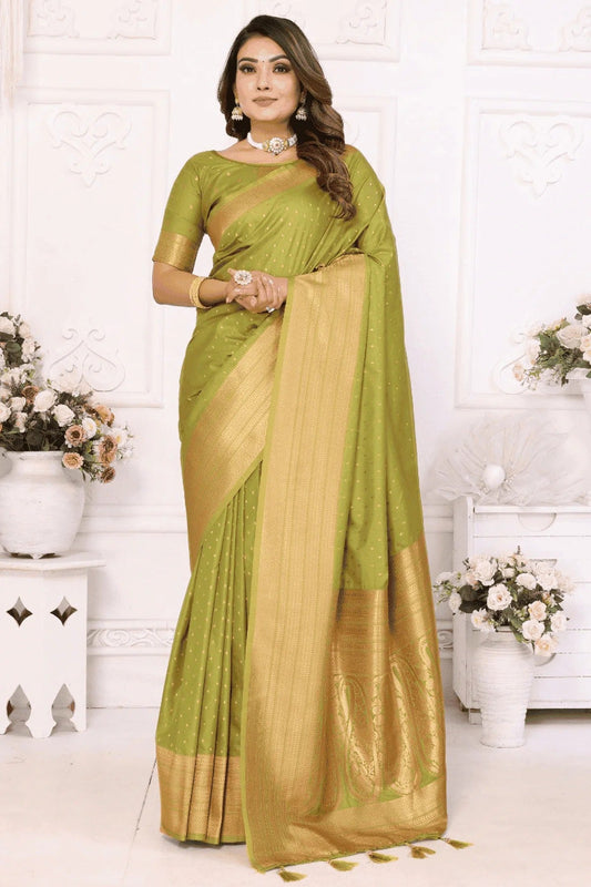 Light Green Woven Soft Silk Traditional Saree NCSD12510154