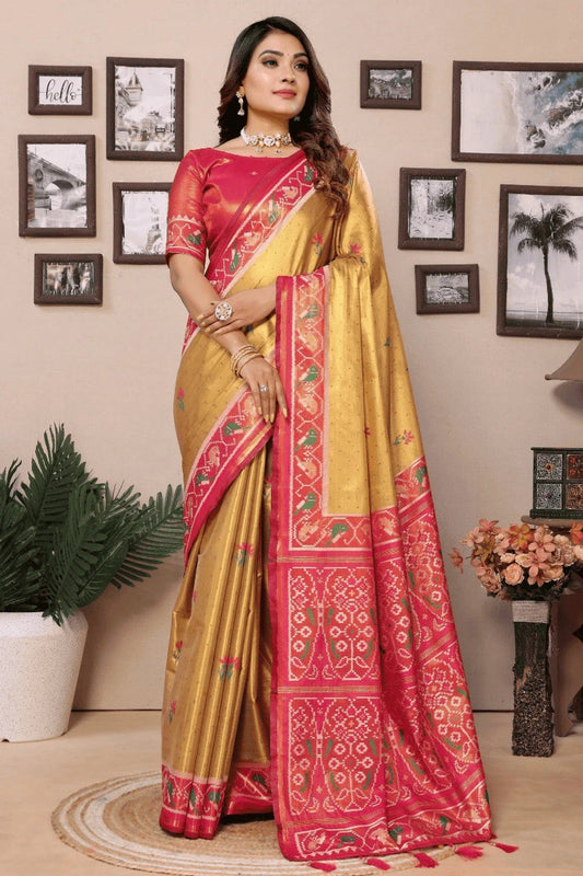 Light Mustard Woven Pure Banarasi Tissue Silk Traditional Saree NCSD12510138