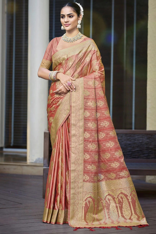 Light Pink Woven Satin Silk Traditional Saree NCSD11010204
