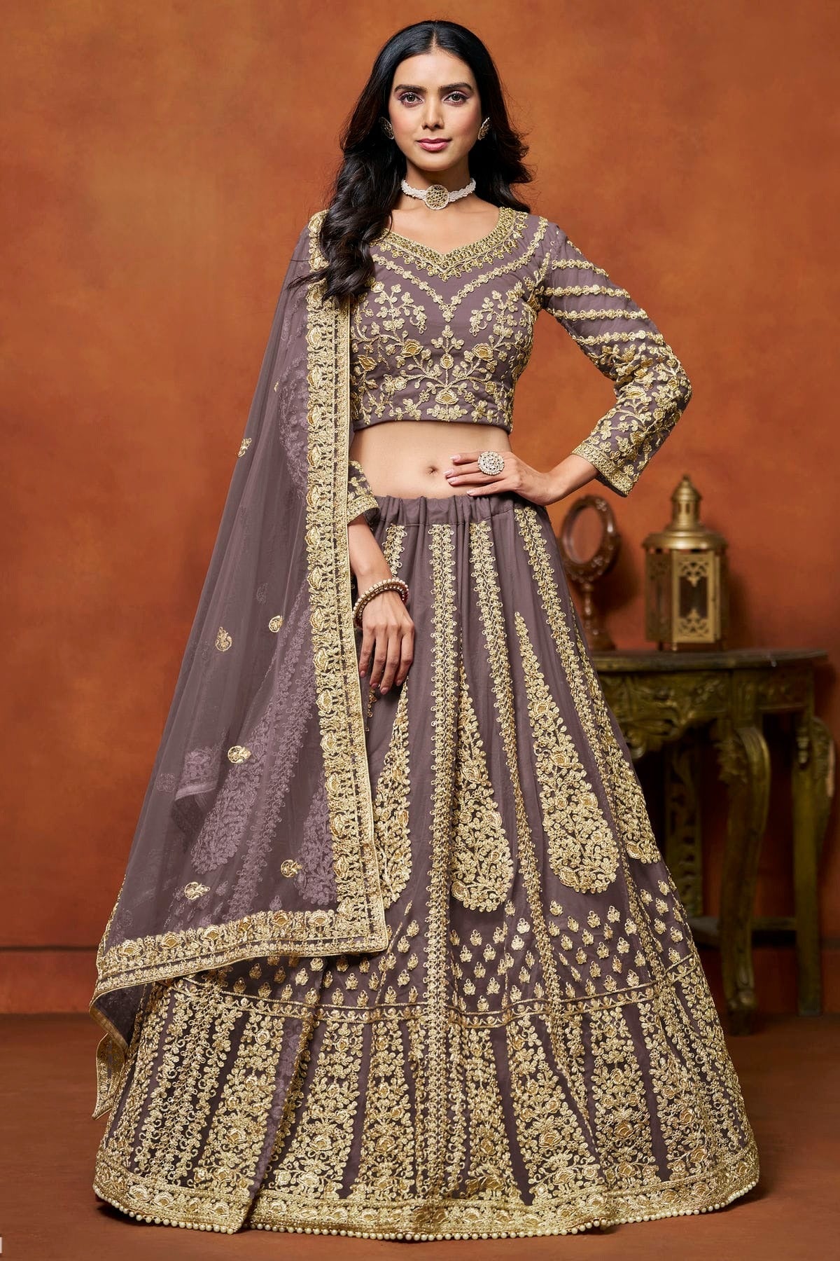Light Purple Net Lehenga Choli NCLC10510163