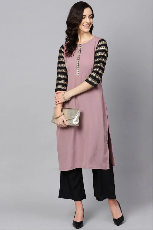 Light Purple Plus Size Crepe Kurta Set NCKR10610103