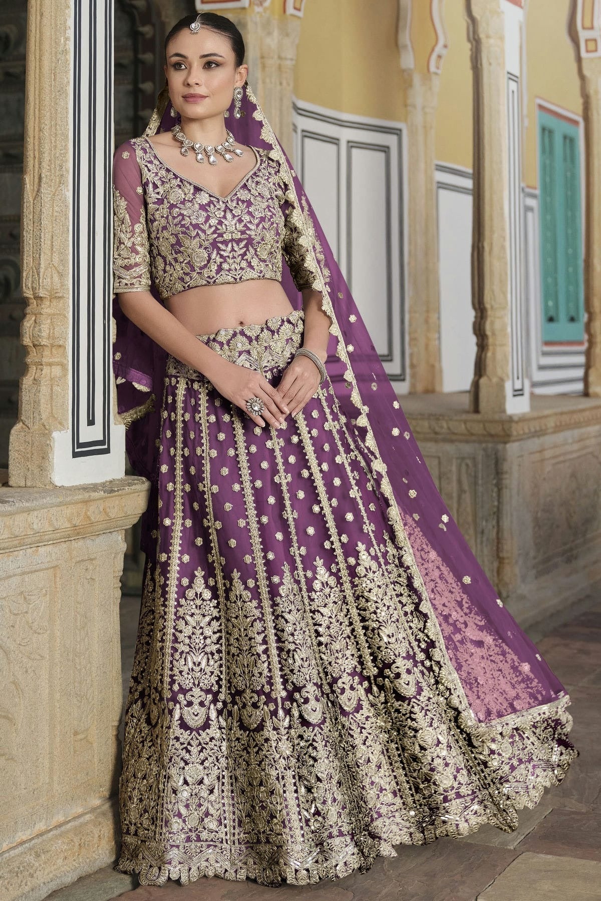 Light Purple Semi Stitched Butterfly Net Lehenga Choli NCLC11111263