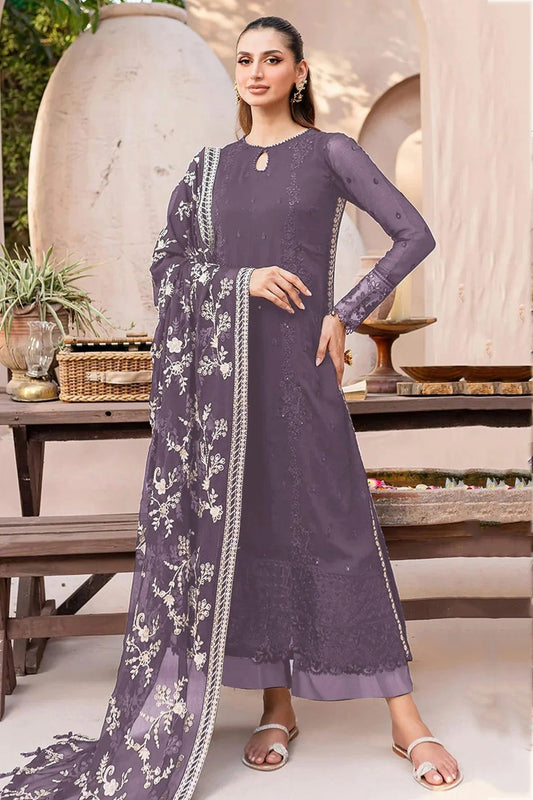 Light Purple Semi Stitched Faux Georgette Pakistani Suit NCSM11410305