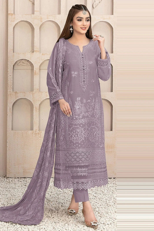 Light Purple Semi Stitched Faux Georgette Pakistani Suit NCSM11410512
