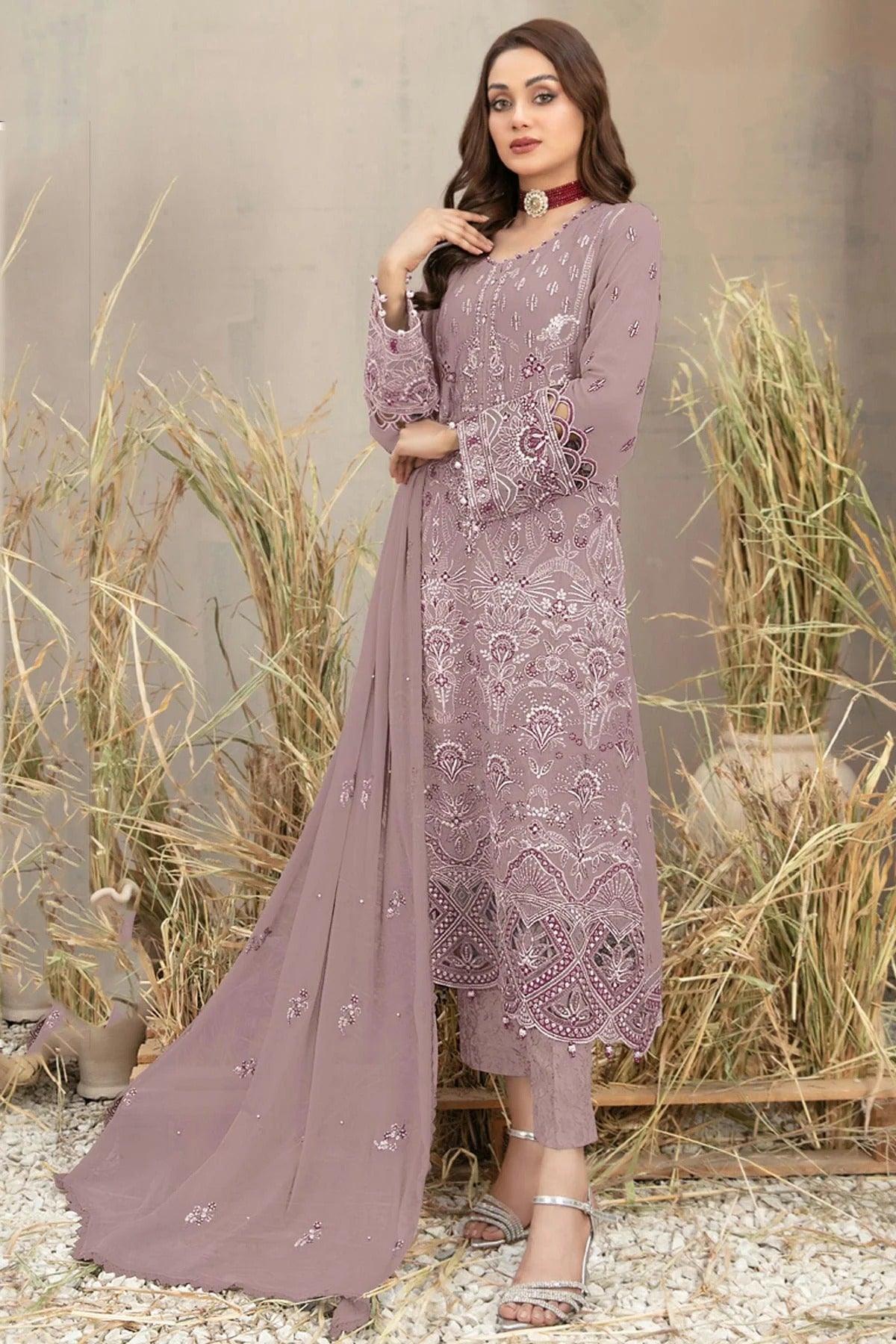 Light Purple Semi Stitched Georgette Pakistani Suit NCSM11410343